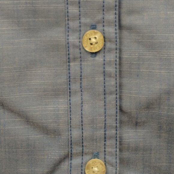 Women Roots 73 Blue Small Petite Western Style Button Up Shirt Roll Tab Sleeve - Picture 12 of 12